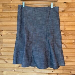 Harvé B. Skirt Flare Gray Linen Look Women's Size 6 Y2K Classic Versatile